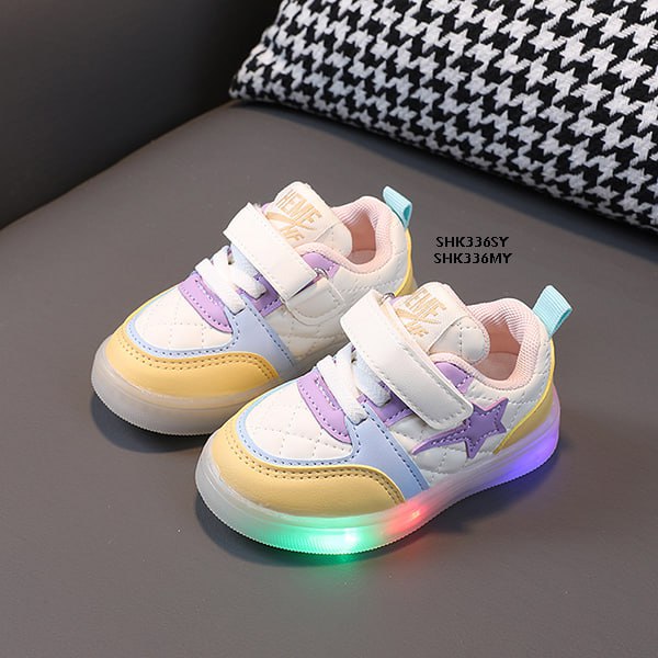 Sepatu Sneakers Anak Cewek/Cowok Usia 1-5 Tahun LED Star Bahan Premium Impor