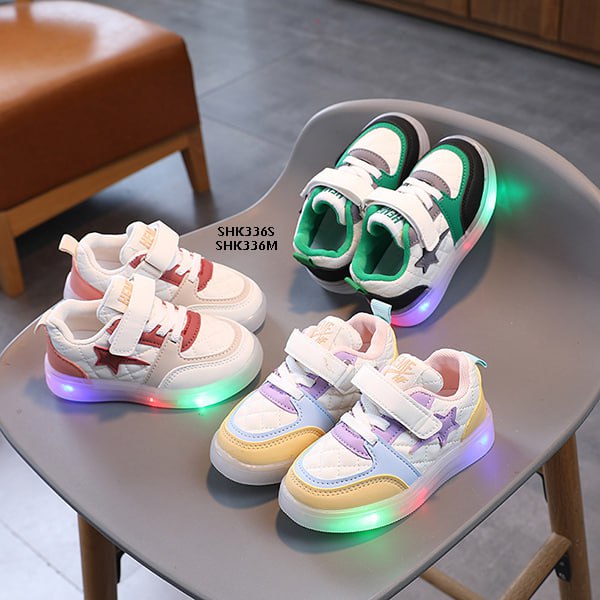 Sepatu Sneakers Anak Cewek/Cowok Usia 1-5 Tahun LED Star Bahan Premium Impor