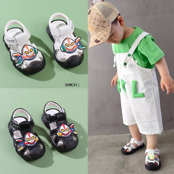 Sepatu Sandal Anak Laki/Cowok Usia 0-12 Bulan LED Ultraman Style Bahan Premium Impor