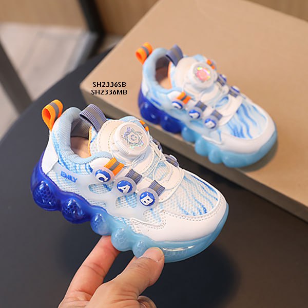 Sepatu Olahraga Anak Cewek/Cowok Usia 1-5 Tahun Shoes LED Tali Putar ABC  Bahan Premium Impor