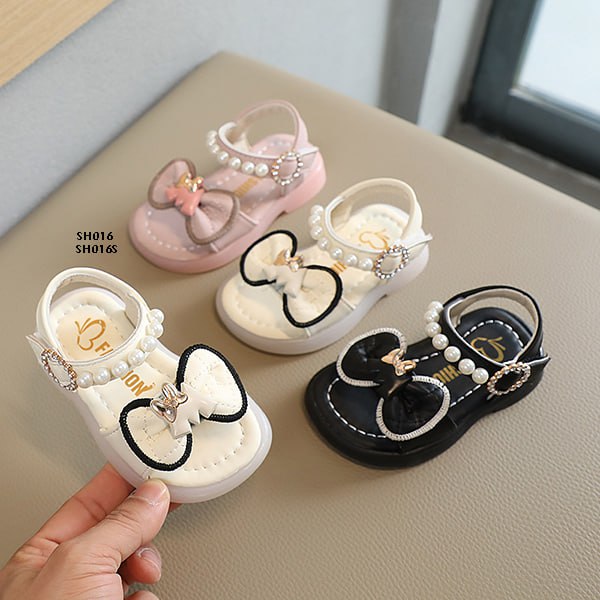 Sepatu Pesta Anak Cewek Usia 1-4 Tahun Flat Shoes Pita Tali Mutiara Bahan Premium Impor