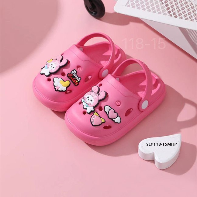 Sandal Crocs Anak Cewek/Perempuan Usia 1-5 Tahun  Peach Rabbit Bahan Premium Impor