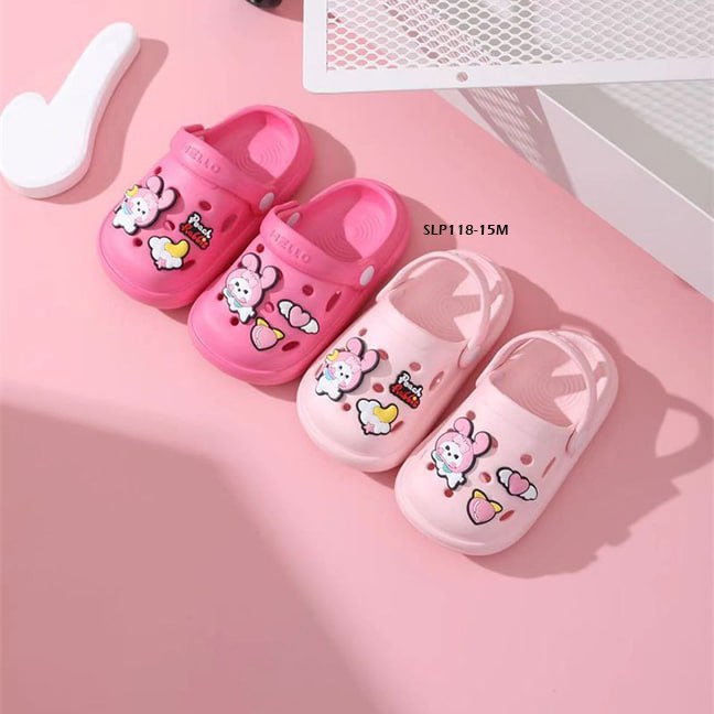 Sandal Crocs Anak Cewek/Perempuan Usia 1-5 Tahun  Peach Rabbit Bahan Premium Impor