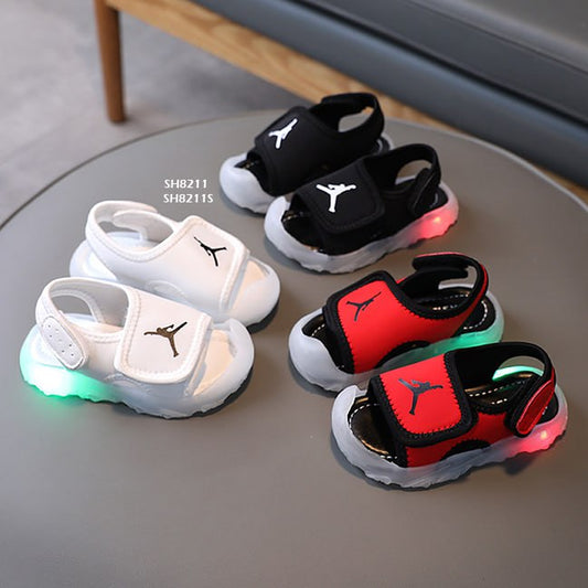 Sepatu Sandal Anak LED Jordan  Cowok/Cewek usia 1-5 Tahun Bahan Premium Impor