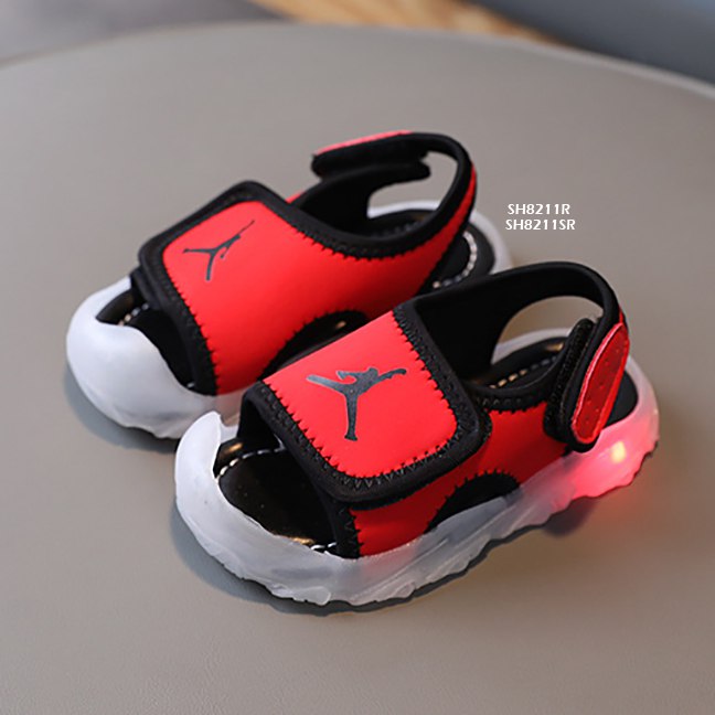 Sepatu Sandal Anak LED Jordan  Cowok/Cewek usia 1-5 Tahun Bahan Premium Impor