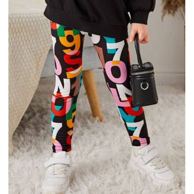 Sweater/Kaos Olahraga Lengan Panjang  Print Huruf, Legging Cetak Huruf Bayi Anak Perempuan 2-6 Tahun