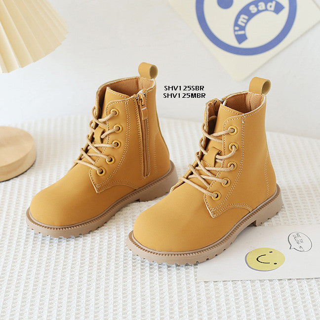 Sepatu Bot Boots Buts Tinggi Anak Anak Sneakers Laki Laki Perempuan Cewek Cowok Kulit Sintetis Tali Slip On Resleting Praktis Import Usia 1-6 Tahun