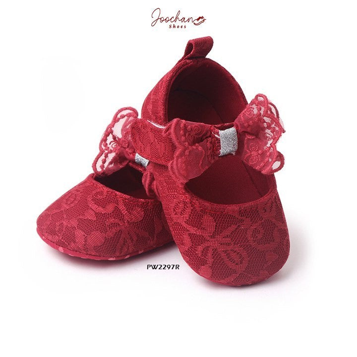 Sepatu Prewalker Bayi Perempuan Cewek Brokat Bunga Pita Bahan Kualitas Impor usia 0-1 Tahun