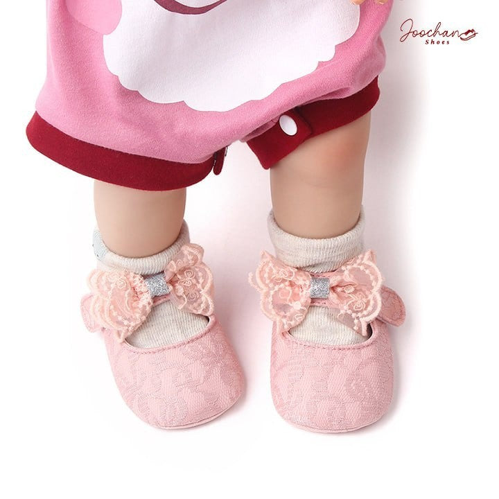 Sepatu Prewalker Bayi Perempuan Cewek Brokat Bunga Pita Bahan Kualitas Impor usia 0-1 Tahun