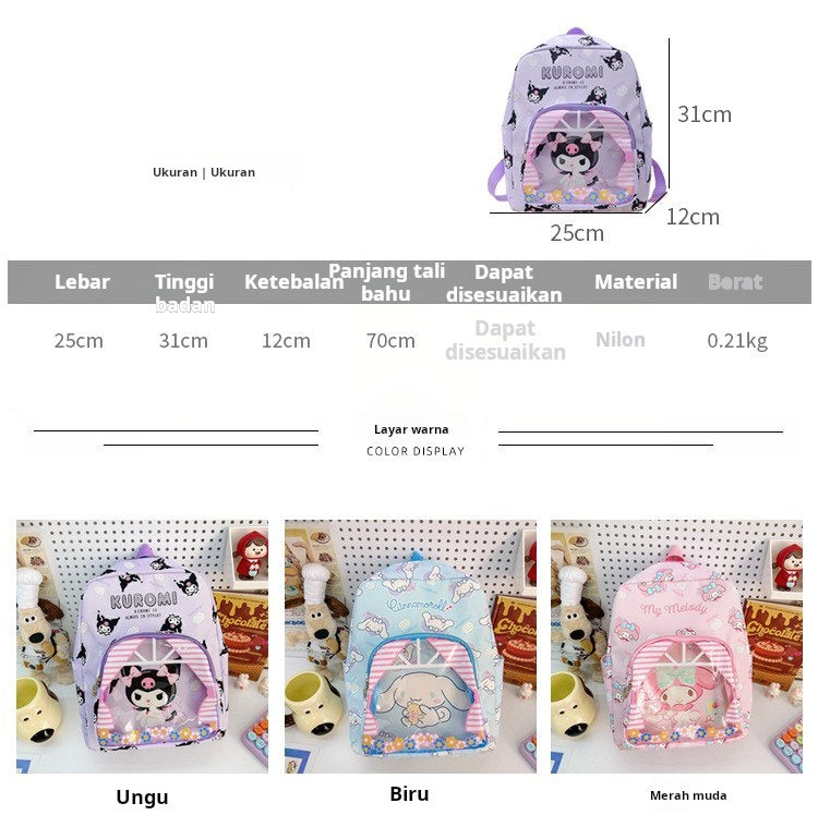 Tas Sekolah Ransel Anak Cewek/Perempuan TK SD Style Sanrio / Cinnamoroll Clear Bahan Premium Impor