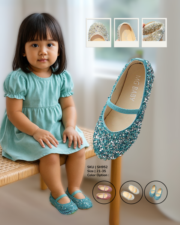Sepatu Anak Flat Shoes Sequin Chrystal