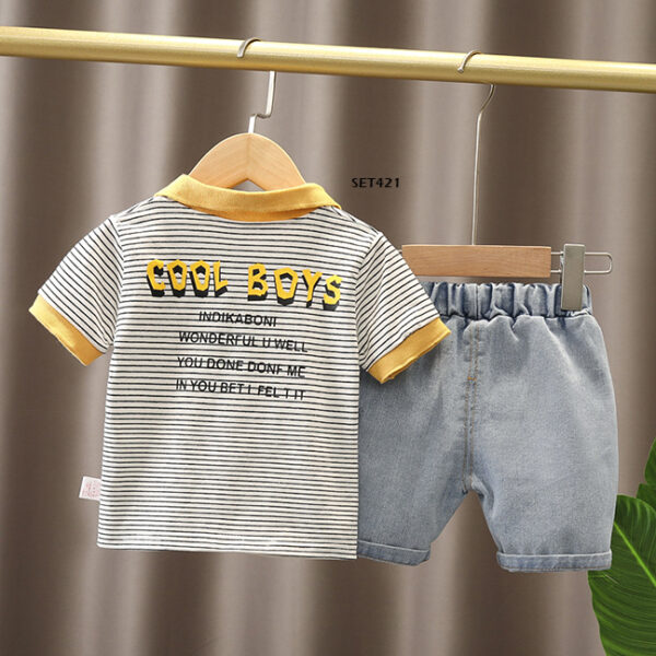 Setelan Baju + Celana Pendek Anak Motif Cool