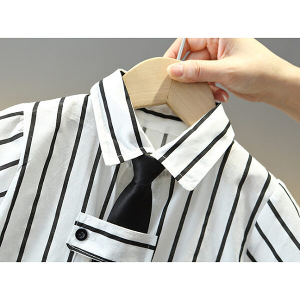 Setelan Kemeja dan Dasi Anak Putih Hitam