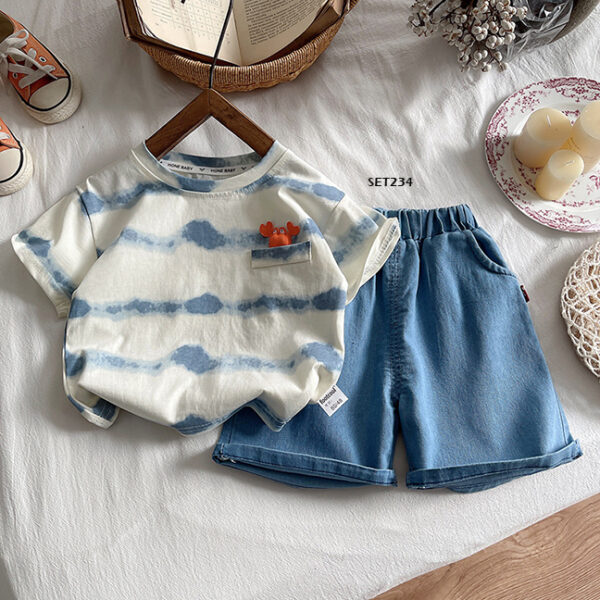 Stelan Kaos Crab Cln Pdk. SET234 Size 80-120 Moq5 Harga Cash 80.000 per stel Harga Tempo 88.000 per stel,,,, Setelan Kaos Anak Motif Crab