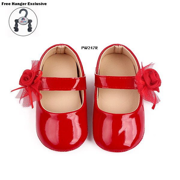 Sepatu Prewalker Bayi Motif PW Flower Red