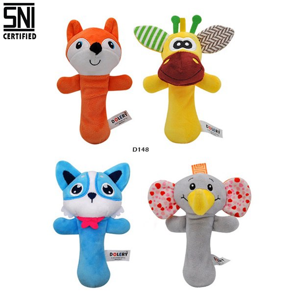 Dolery Rattle Stick 4 Motif – Standar SNI & Aman untuk Bayi
